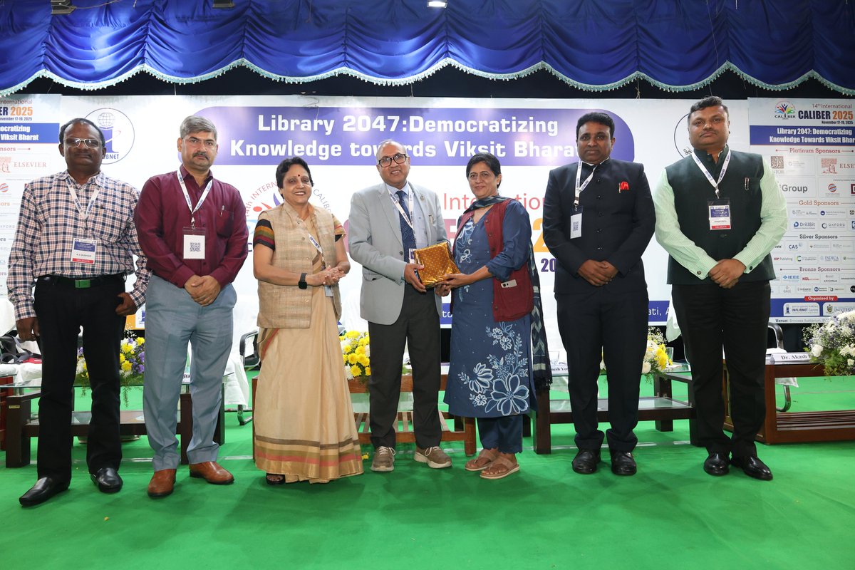INFLIBNET's tweet image. Sharing glimpses from Panel Discussion - 1 at the 14th International CALIBER 2025 in Tirupati! The dialogue focused on the Evolving Role of Libraries for Viksit Bharat. Chaired by Prof. Ramesh C Gaur.

#CALIBER2025 #ViksitBharat #Libraries #SVU