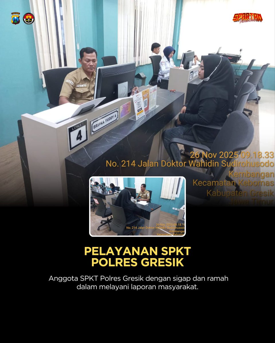 HumasGresik's tweet image. SPKT Polres Gresik memberikan pelayanan kepolisian secara terpadu kepada masyarakat, menerima Laporan dan pengaduandari masyarakat

.
.
.

#polresgresik #poldajatim #polresgresikkabupaten #infogresik #gresikupdate #kapolresgresik #police #polisi #polri #polisilalulintas