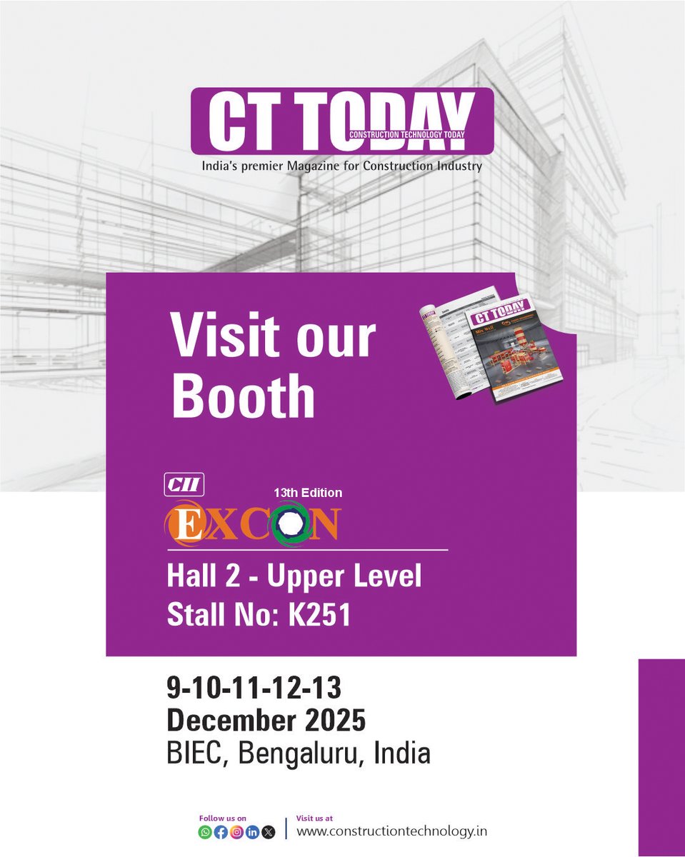 ConstTechMedia's tweet image. Visit us at CII EXCON 2025

📍 Stall No. K251
📍  Hall No. 2 Upper Level

📅 9–13 December 2025 | BIEC, Bengaluru

*VISITOR  REGISTRATION*
viablesoft.co/ExconDec25BlrV…

#excon2025 #BIEC #Bengaluru #SocialMedia #Ahmedabad #india