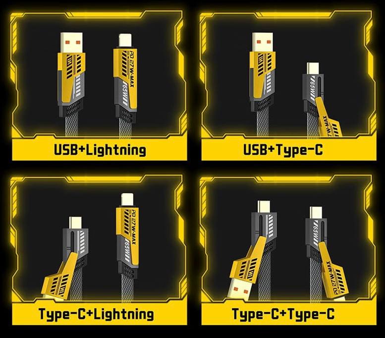 ExaeonTech's tweet image. This Black Friday, we&apos;re delivering to your door a 4-in-1 Charging Cable. It is so convenient, you can use it anywhere you like, and it comes with 65W Charging Speed PD certified so it charges all compatible devices, plus 480Mbps Data Sync. Find us on Fantuan Delivery in the GTA.