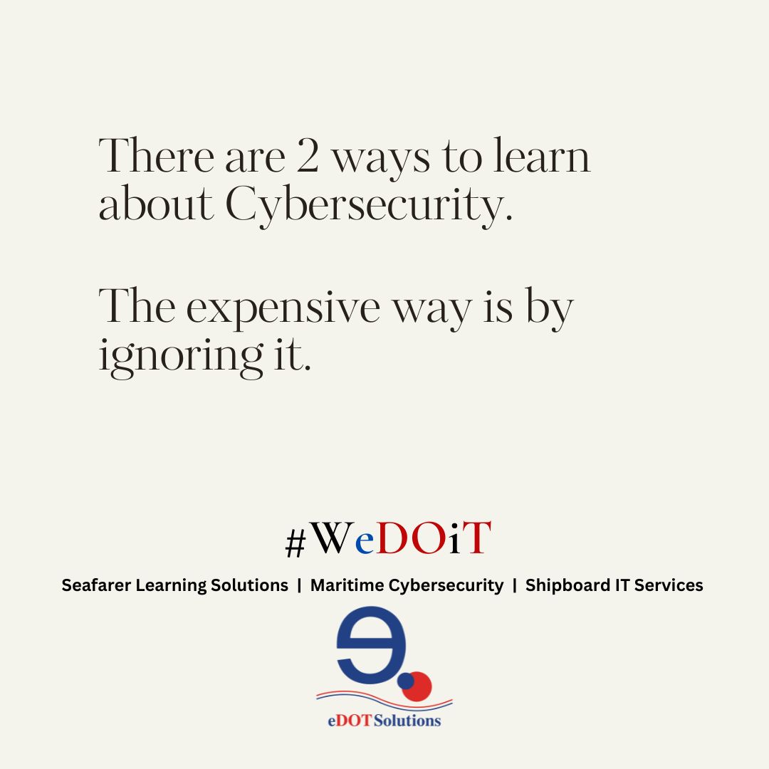 Edot_Solutions's tweet image. 🌊⚓️Seafarers, don&apos;t wait for calamity to teach you #Cybersecurity! Invest now to secure your digital voyage. ⛴️🔐

#MobileAppDev #SoftwareDev_AGILE #ITServices #Cybersecurity #MaritimeCyberSecurity_IACS #UnRealEngine_Dev #ContentCreation_Visualisation #TrainingSolutions