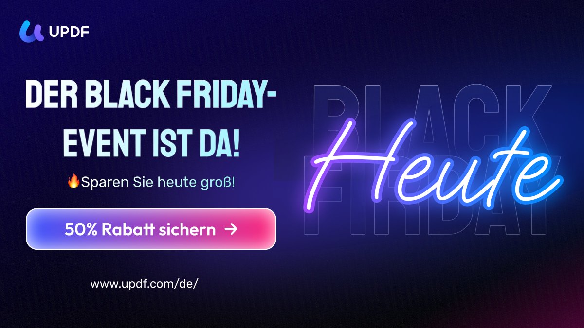 updf_deutsch's tweet image. 🖤 Black Friday – Heute!

🎉 Black Friday ist da!
Sichern Sie sich UPDF zum Jahresbestpreis – KI-Bearbeitung, OCR, Konvertierung &amp;amp; mehr in einem Tool.

👉 Das Angebot läuft bereits – jetzt zugreifen:
🔗 updf.com/de/updf-black-…

#UPDF #BlackFriday2025 #MegaDeal #PDFSoftware #AI