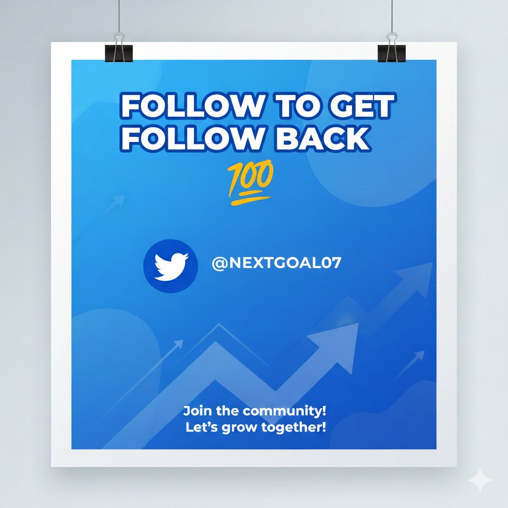 Nextgoal07's tweet image. Let&apos;s grow together! Follow me, and I&apos;ll follow back instantly. 💯
#FollowForFollow #F4F #FollowBack #NextGoal #GrowthMindset #CommunityBuilding #XGrowth #FollowTrain