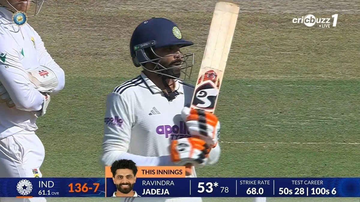 lightningspeedk's tweet image. Jaddu gets to his fifty - 28th Test fifty. The last man standing.

#RavindraJadeja #IndvSA #TeamIndia #Proteas #Guwahati #Cricket