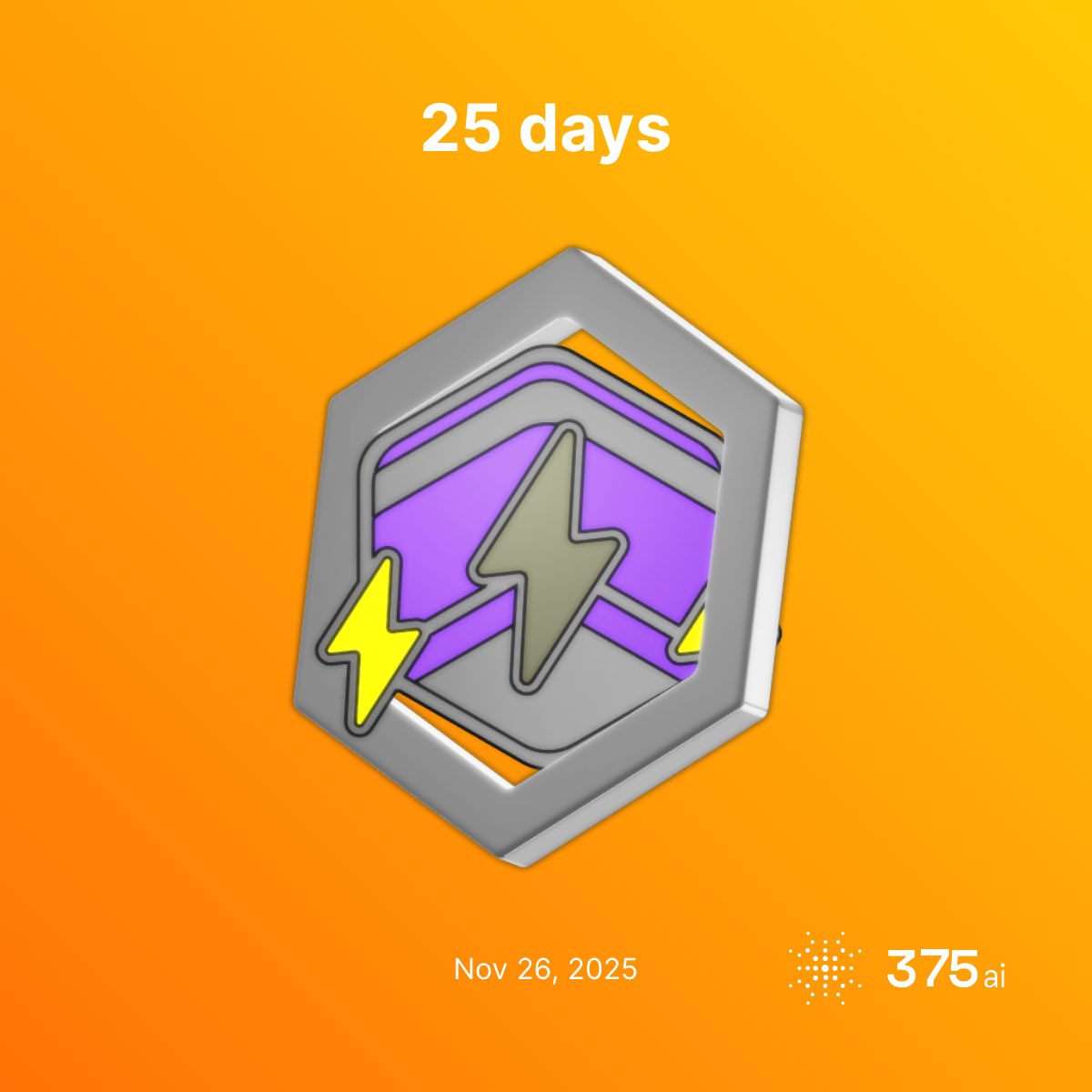 whyteolabode's tweet image. I just unlocked the &quot;25 days&quot; achievement in #375go! 🎉

Join me and get a bonus when you sign up!

app.375.ai/auth?invitatio…

#discovergo by @375ai_