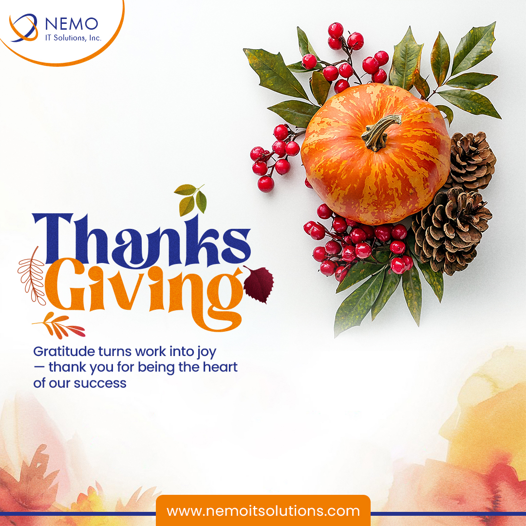 nemoitsolutions's tweet image. Happy #Thanksgiving  from @nemoitsolutions ! 🍁

Wishing you a warm and joyful Thanksgiving! 🍂✨
.
.
 #gratitude #nemoitsolutions #thankfulforyou #teamnemo #clientappreciation #togetherwegrow #thanksgiving2025 #gratitude #support