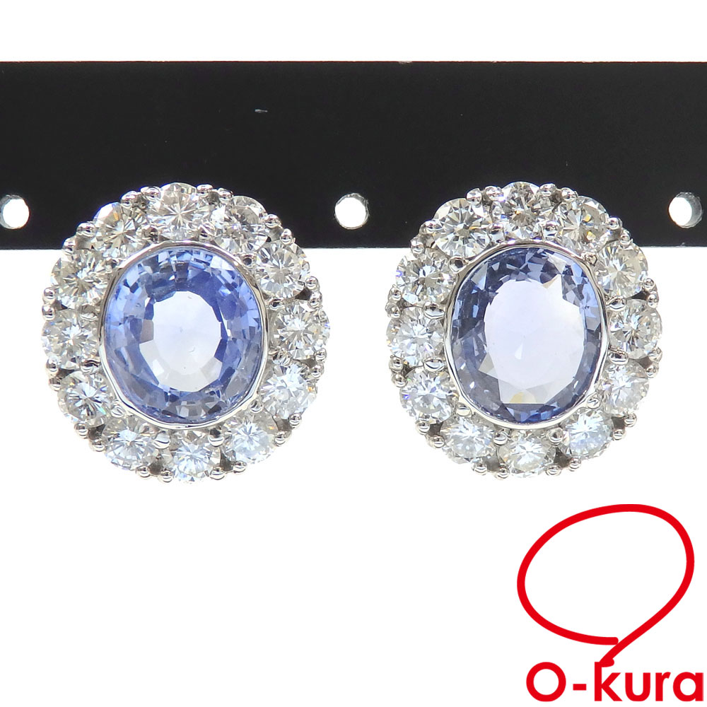 ✨販売中✨ Pt950/Pt900 非加熱サファイア ダイヤモンド ピアス 7.3g