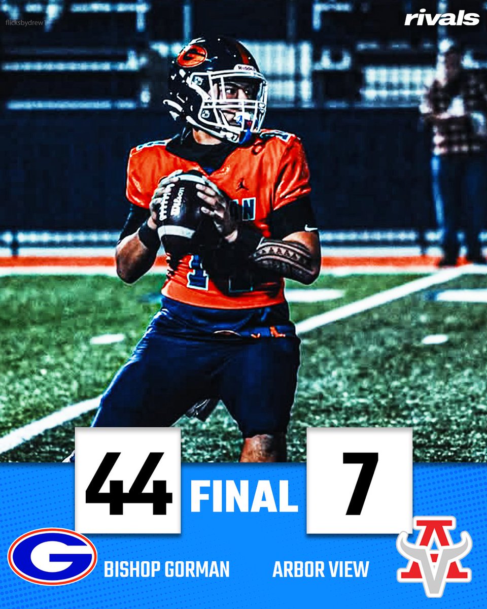 RivalsHS's tweet photo. FINAL: Bishop Gorman (NV) beats Arbor View 44-7 in the Open Division State Championship Game.

https://t.co/EfBwtKGCCB https://t.co/ULonpydKPh