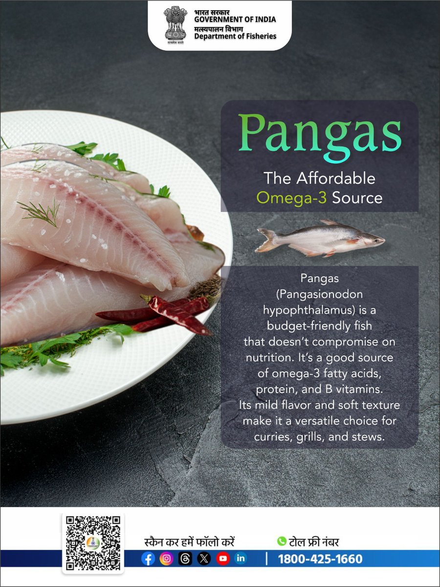 Add Pangas to your diet and enjoy the benefits of omega-3 fatty acids, protein and Vitamin B.

#FitWithFish