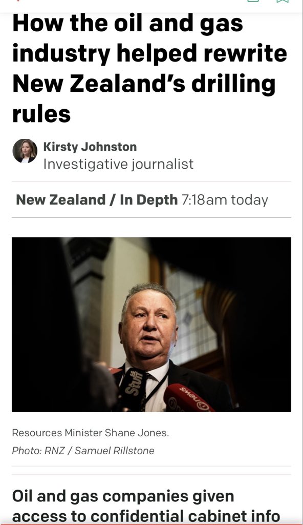 HuiaSue's tweet image. #ShaneJones gave #Fossilfuel co privileged insider access to confidential drafts of legislation in a 2-year campaign to weaken oil &amp;amp; gas regs &amp;amp; overturn the offshore exploration ban. How oil &amp;amp; gas industry helped rewrite NZ’s drilling rules #corruption 
rnz.co.nz/news/national/…