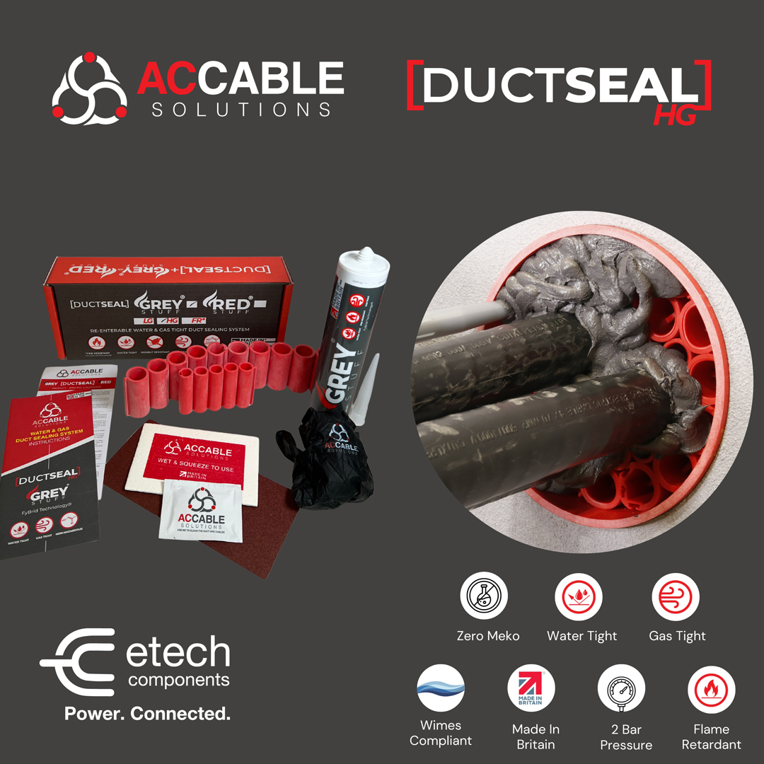 ETechComponents's tweet image. 𝐁𝐋𝐎𝐂𝐊 𝐀𝐋𝐋 𝐋𝐄𝐀𝐊𝐒 𝐀𝐍𝐃 𝐒𝐄𝐀𝐋 𝐋𝐈𝐊𝐄 𝐀 𝐁𝐎𝐒𝐒 🔒 @ACCableSolution’s #DuctSealHG is re-enterable, water &amp;amp; gas-tight to 2.0 bar, UL 94 flame-retardant, zero-halogen &amp;amp; UK-made. Flexible, safe &amp;amp; built for critical infrastructure 👉 etechcomponents.com/products/ducts…