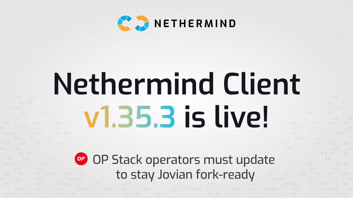 Nethermind Client v1.35.3 announcement banner