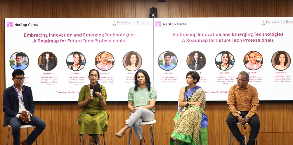 LifeAtNetApp's tweet image. Proud to inspire the next generation! 💙 We hosted @NetApp Scholars’ Day with FFE — connecting engineering grads to mentors, career insights &amp;amp; a behind-the-scenes Data Center tour in Bangalore. 🚀

#LifeAtNetApp #NetApp #WhyNetApp #NetAppCares #SocialImpact #GivingBack