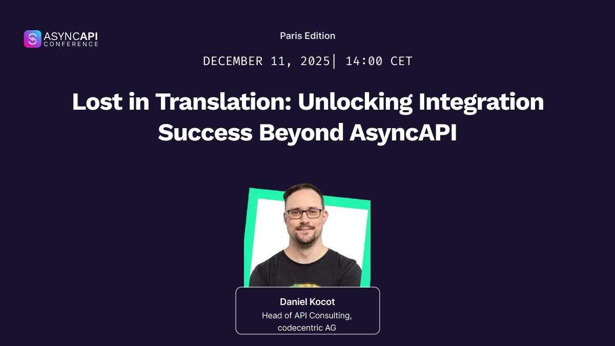 AsyncAPISpec's tweet image. 🚨 Speaker Alert🚨 

🔍 Lost in Translation? Learn from Daniel Kocot how clear communication and aligned definitions turn APIs from sources of confusion into engines of business value.

Conference Agenda: buff.ly/lCMfAn7 

Free Ticket: buff.ly/HqqBtKd