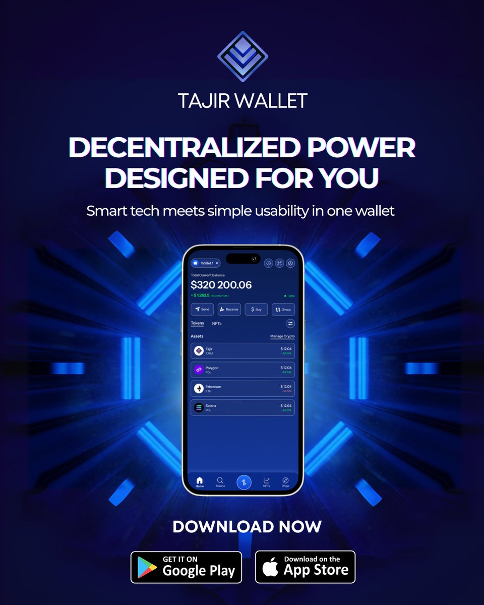 💡 Built for users who demand control, speed, and security.
Your digital world, redefined.

Download Now: bit.ly/Tajir-Wallet-D…

#TajirWallet #Decentralized #Web3Innovation #NonCustodial #BlockchainLife