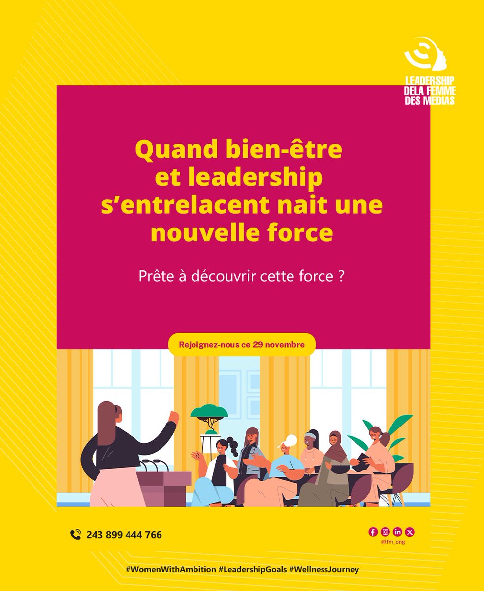 🔥 J-3 pour le 𝐥𝐞 𝐂𝐄𝐑𝐂𝐋𝐄 𝐃𝐄𝐒 𝐅𝐄𝐌𝐌𝐄𝐒 𝐈𝐍𝐒𝐏𝐈𝐑É𝐄𝐒 ! 🔥 Ce 𝟐𝟗 nov à 𝟏𝟑𝐡 , on parle 𝐛𝐢𝐞𝐧-être
𝐑é𝐬𝐞𝐫𝐯𝐚𝐭𝐢𝐨𝐧 𝟏𝟎$  au : 𝟐𝟒𝟑 𝟖𝟐𝟒 𝟓𝟑𝟕 𝟔𝟓𝟐 
au Restaurant 𝐊𝐢𝐤𝐮𝐤𝐮, 𝐆𝐨𝐦𝐛𝐞.

𝐏𝐫ê𝐭𝐞 à découvrir ta 𝐧𝐨𝐮𝐯𝐞𝐥𝐥𝐞 𝐟𝐨𝐫𝐜𝐞 ?