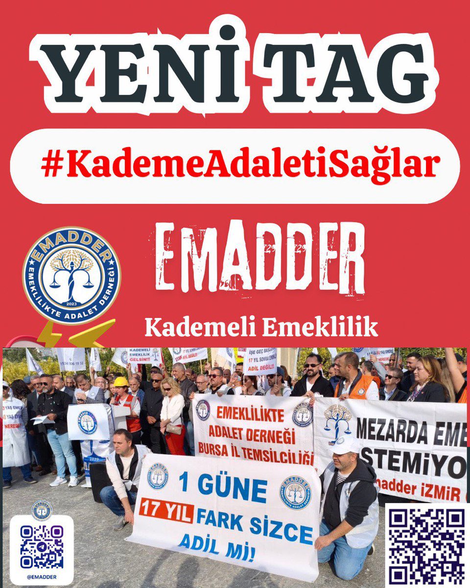📢🔥 YENİ TAG DUYURUSU 🔥📢
👇👇👇👇👇👇👇👇👇👇👇
<a href="/EmadDernegi/">EMEKLİLİKTE ADALET DERNEĞİ ⚖️</a>
#KademeAdaletiSağlar

<a href="/buyukataman/">İsmet Büyükataman</a>
<a href="/memetsimsek/">Mehmet Simsek</a>
<a href="/KarakayaMevlut/">Prof. Dr. Mevlüt KARAKAYA🇹🇷</a>
<a href="/erkankandemir/">Erkan Kandemir</a>

Aynı işi yapan, aynı primi ödeyen milyonların sadece işe başlama tarihi yüzünden hak ettiği emeklilik hakkından mahrum bırakılması artık