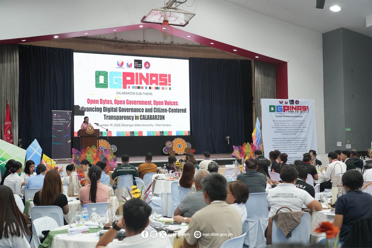 opengovPH's tweet image. On November 19, 2025, Batangas State University became a vibrant hub for open governance for the final leg of the PH-OGP’s #OGPinas Nationwide Advocacy Campaign in CALABARZON. 

Read full post here: facebook.com/opengovPH
