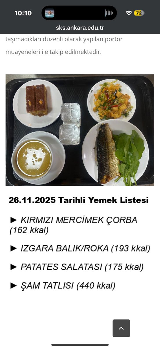 Ankara Üniye neler oluyor yemekte balık var Mk