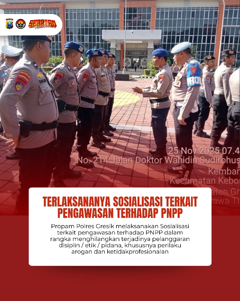 HumasGresik's tweet image. Sipropam Polres Gresik melaksanakan pengarahan dan pengendalian kepada personel guna mencegah terjadinya pelanggaran
.
.
.

#polresgresik #poldajatim #polresgresikkabupaten #infogresik #gresikupdate #kapolresgresik #police #polisi #polri #polisilalulintas #jawatimur #gresik