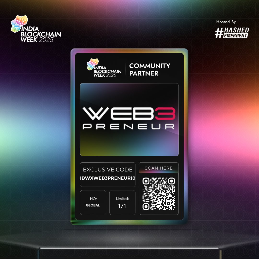 Proud to support the Indian Web3 ecosystem 🇮🇳✨

<a href="/Web3preneur_/">Web3preneur</a> joins <a href="/IBWofficial/">India Blockchain Week (IBW) Conference</a> 2025 as an official Community Partner.

Empowering builders, founders &amp; innovators across India.

Drop a 👋 if you’re coming at #IBW25.

Use code: IBWXWEB3PRENEUR10 for 10% OFF 🎟️