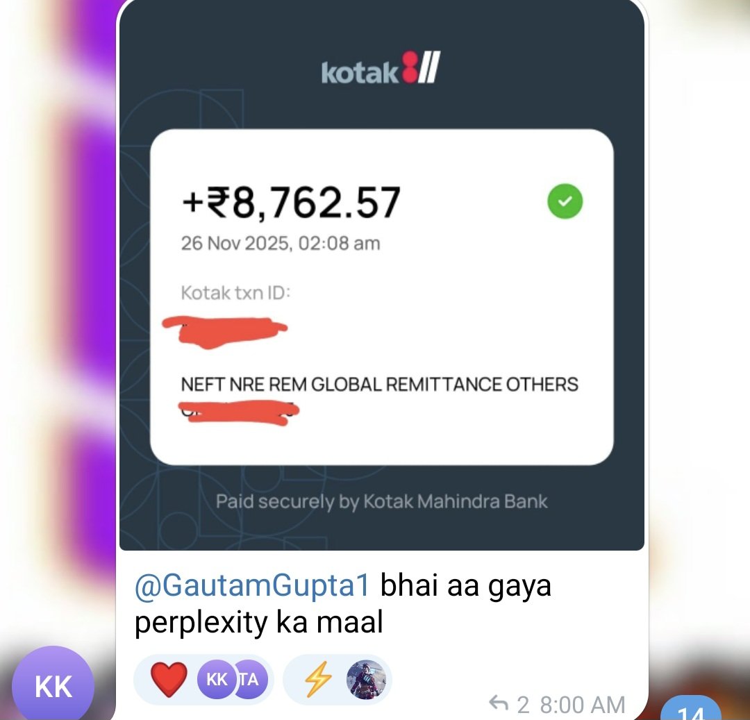 Gautamguptagg's tweet photo. We "GG Fam" : made $200–$300 through the @perplexity_ai × @dubdotco campaign.