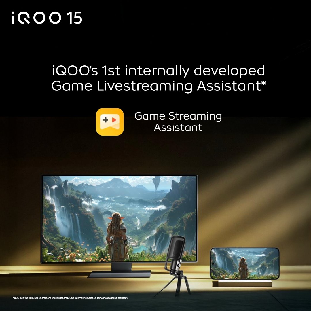 IqooInd's tweet image. 🎥 Live Streaming Just Became Effortless!

iQOO’s 1st internally developed Game Live Streaming Assistant* in iQOO15, gives you the power to go live instantly with smooth visuals, clean audio and zero hassle.

Creators, this one’s built for YOU.

*iQOO 15 is the 1st iQOO…