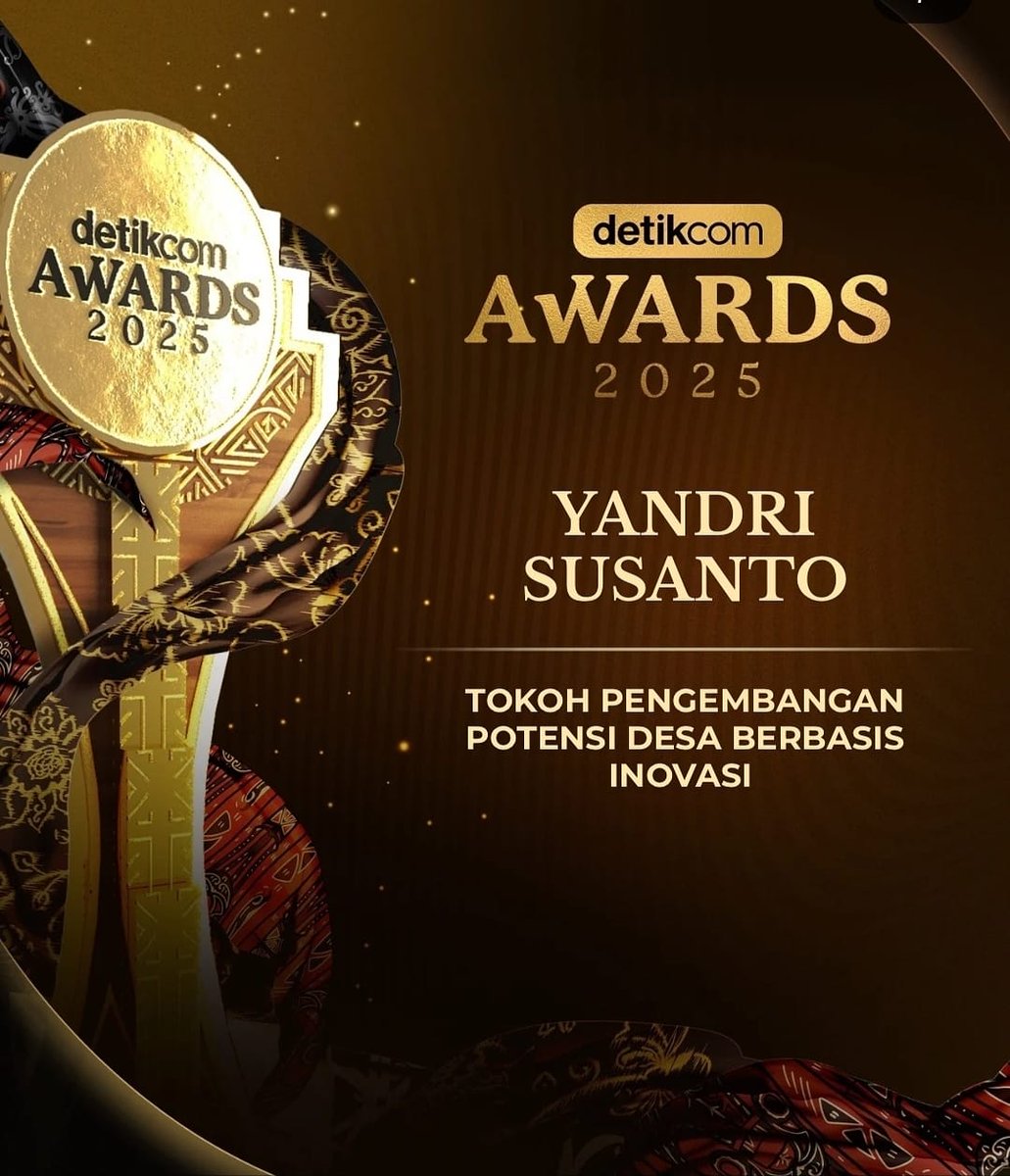 Menteri Desa, PDT Yandri Susanto meraih penghargaan tokoh pengembangan potensi desa berbasis inovasi dalam ditikcom awards 2025

#YandriSusantoInovator
#PenghargaanDetikcomAwards
#PotensiDesaBerbasisInovasi
#DesaBerbasisInovasi
#Penghargaan
