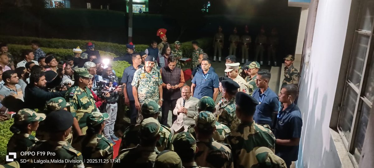 BSF_SOUTHBENGAL's tweet image. On 25 Nov 2025, Hon’ble Governor of West Bengal, Dr. C.V. Ananda Bose, visited BOP Atrosiya where he interacted with BSF personnel as well as addressed local villagers and briefed the media during his visit.