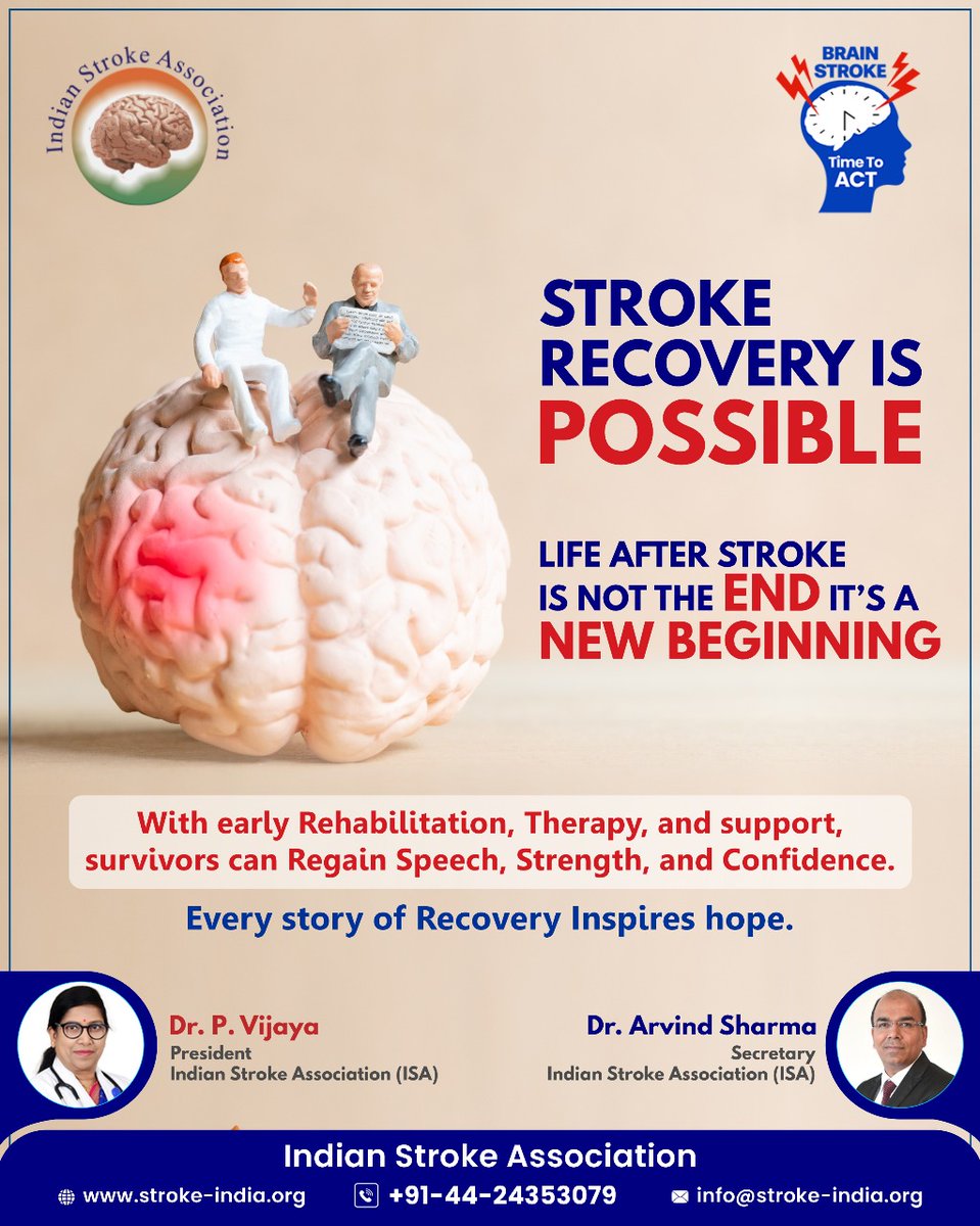 strokeindian's tweet image. Stroke recovery is possible with timely care, therapy, and support. Every step brings strength, speech, and hope.

#indianstrokeassociation #strokerecovery #brainhealth #healthawareness #strokeawareness #recoveryjourney #physiotherapy #india #DrPVijaya #drarvindsharma