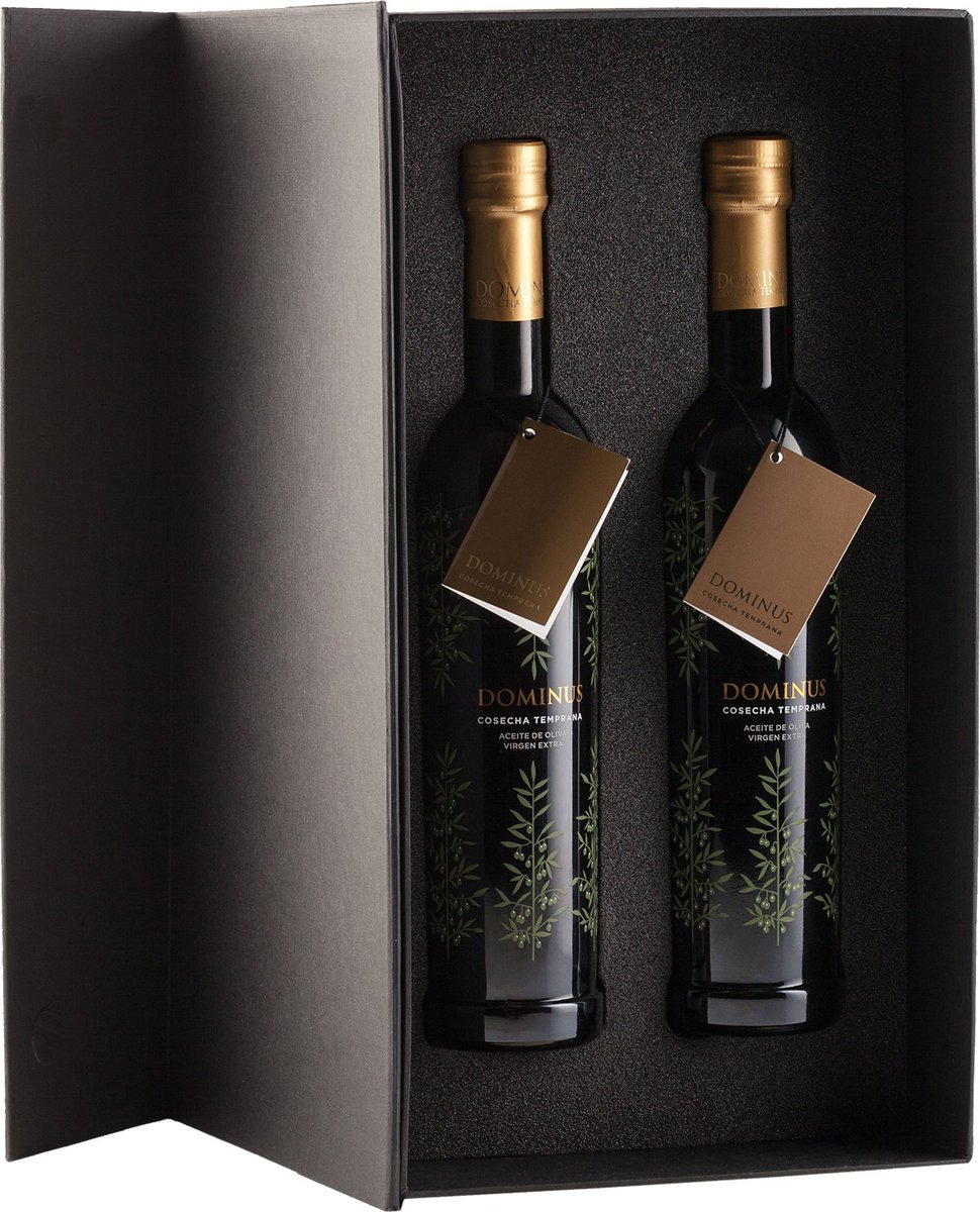 Ganador de los principales premios de cata internacionales. Dominus Cosecha Temprana procede de la extracción  en frio de aceitunas de variedad picual recolectadas en punto de madurez temprano 

📲teleaceite.es/tienda/estuche…