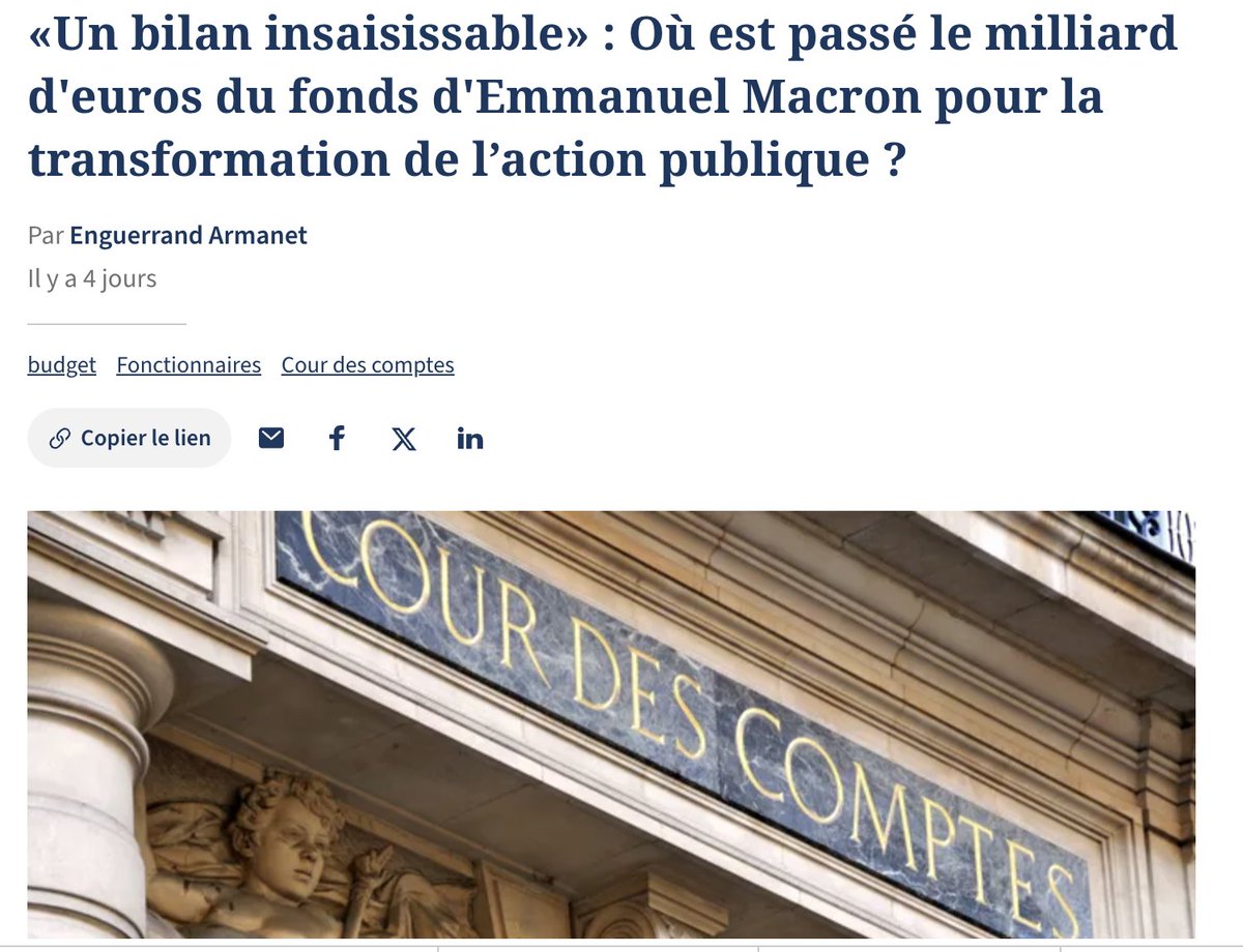 MoneyRadar_FR's tweet image. 🚨 SCANDALE : La cour des comptes lâche une bombe !

L&apos;État a dépensé 800 millions € pour &quot;se moderniser&quot;... et a perdu de l&apos;argent !

La promesse de départ en 2017 était pourtant simple : &quot;1€ investi = 1€ d&apos;économie sur 3 ans&quot;

Résultat : 800 millions € dépensés et 340…