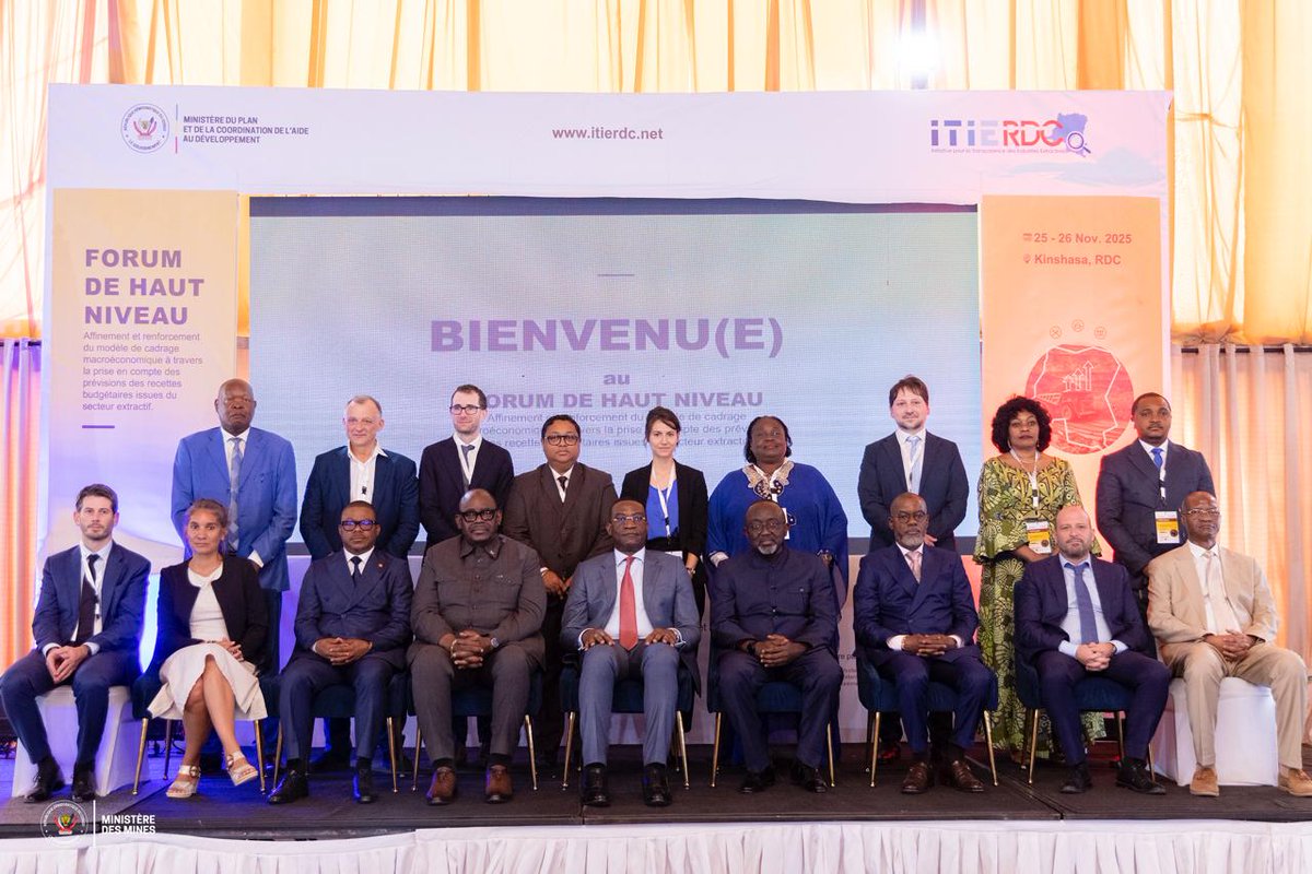 Le CE de l’@ITIERDC et le <a href="/PlanRdc/">Ministère du Plan et de la C.A.D 🇨🇩</a> , avec l’appui de <a href="/UEenRDC/">UE en RDC🇪🇺</a> 🇪🇺  de la Coopération allemande et de la <a href="/giz_drcongo/">GIZ DR Congo</a>, organisent un Forum de haut niveau sur le renforcement du cadrage macro-économique intégrant les prévisions des recettes extractives.
#Kinshasa, 25-26 nov. 2025.