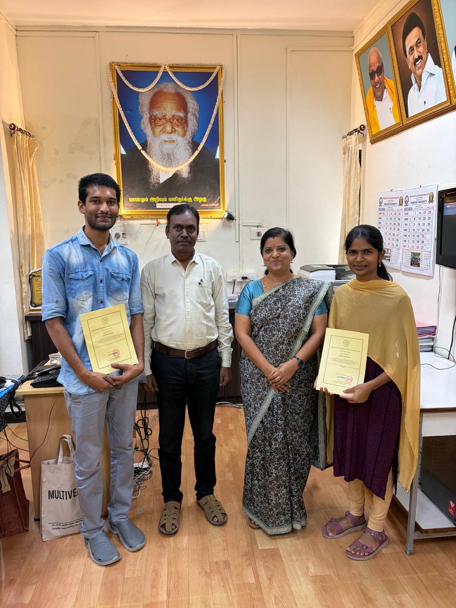 PeriyarVarsity's tweet image. 🌿✨ Proud Moment!
Botany PhD scholars Sridhar Dharman and Sathya Chinnadurai have completed their 3-month internship at King Mongkut&apos;s Institute of Technology, RIMOA, Thailand.
Wishing them continued success! 🌏📚
#PeriyarUniversity #Botany #PhDScholars #InternshipAbroad