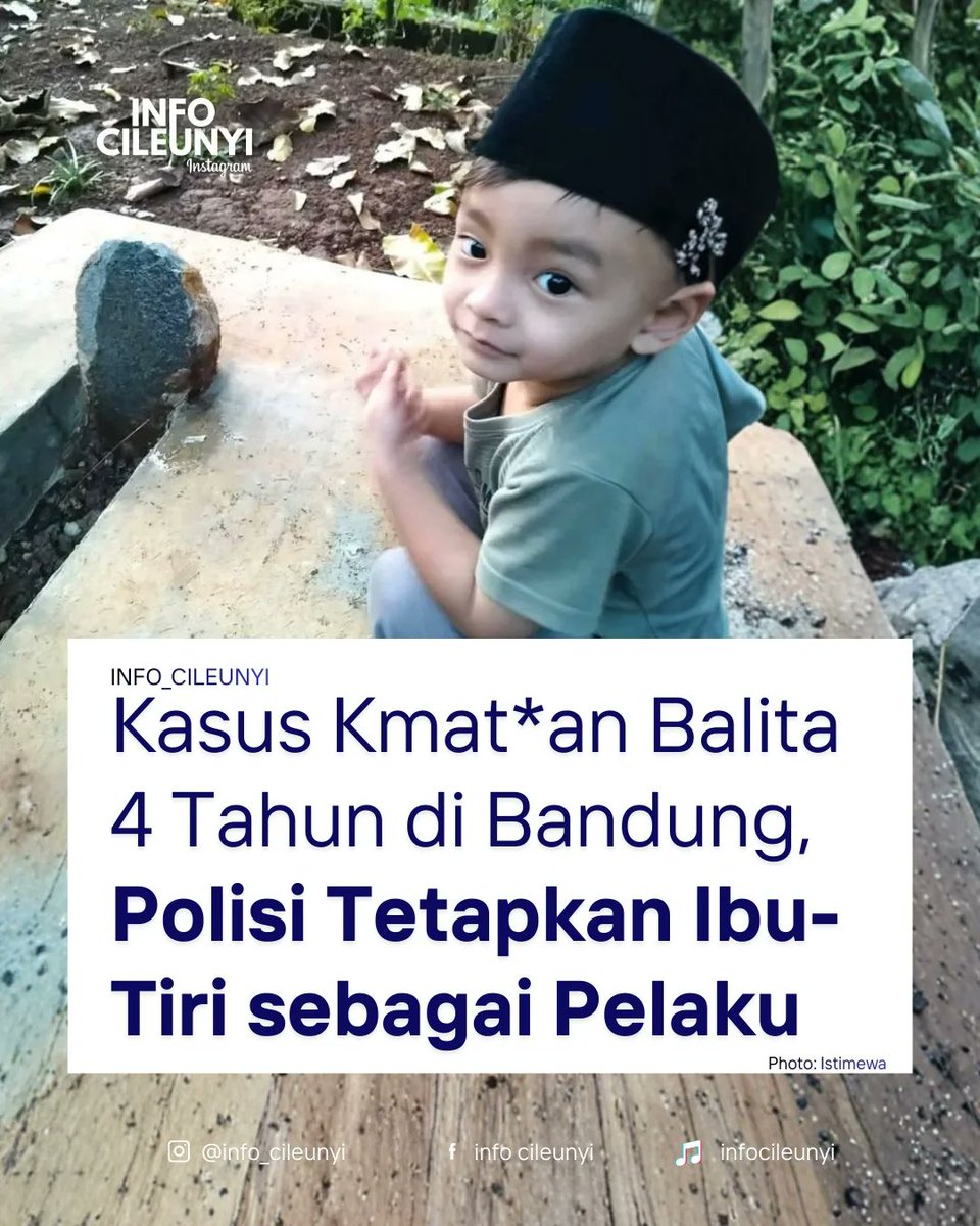 dhemit_is_back's tweet image. •
Ibu Tiri Resmi Jadi Tersangka Kasus Kematian Balita RAF Masuk Babak Baru.

Wargi Bandung Timur… kasus tragis ini akhirnya menemukan titik terang. Polisi menetapkan ibu tiri sebagai tersangka setelah hasil autopsi menunjukkan banyak luka di tubuh balita RAF.

Satuan Reserse…