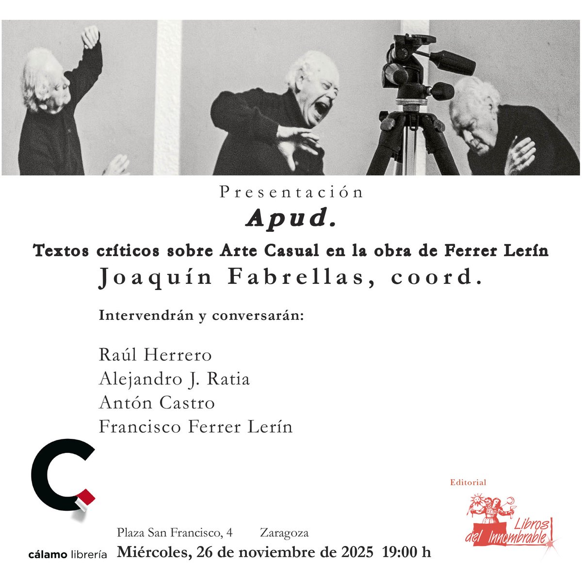LibrosdelInnomb's tweet photo. Hoy miércoles os esperamos en Cálamo a las 19:00 h
#arte #NovedadEditorial #franciscoferrerlerin #joaquinfabrellas
#juanbuilolivan #juanmanelmolinadamiani #carmenaguayo
#librosdelinnombrable #apud #lecturasrecomendadas
#artemodernoycontemporáneo #artecasual https://t.co/CyZuKrW4FD