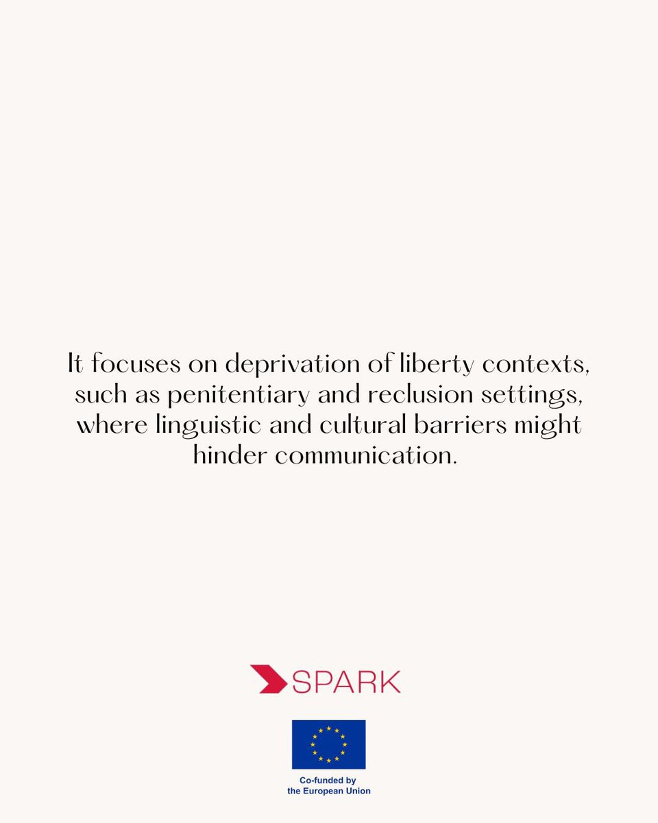dialogoserasmus's tweet image. 🚨We’re happy to tell you a little bit more about the new project that is about to commence: SPARK (Supporting Penitentiary Advancement through Reflection and Knowledge about linguistic and cultural diversity). 

New updates coming soon‼️‼️

#PSIT #interpreting #translation