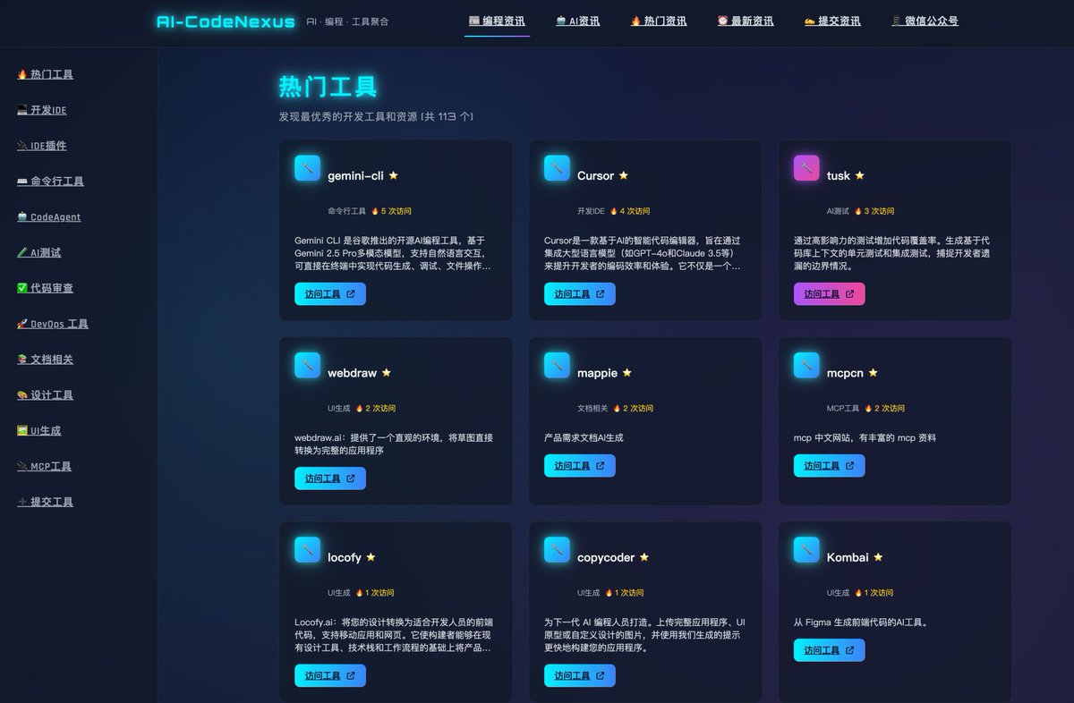 abskoop's tweet image. 🚀 想更快掌握技术趋势？AI-CodeNexus 带你一站浏览最新编程与AI资讯！

🧭 不再信息过载：热度排序 + 智能推荐，直达高质量技术内容与工具。

👉ahhhhfs.com/77804/

#AI #DevTools