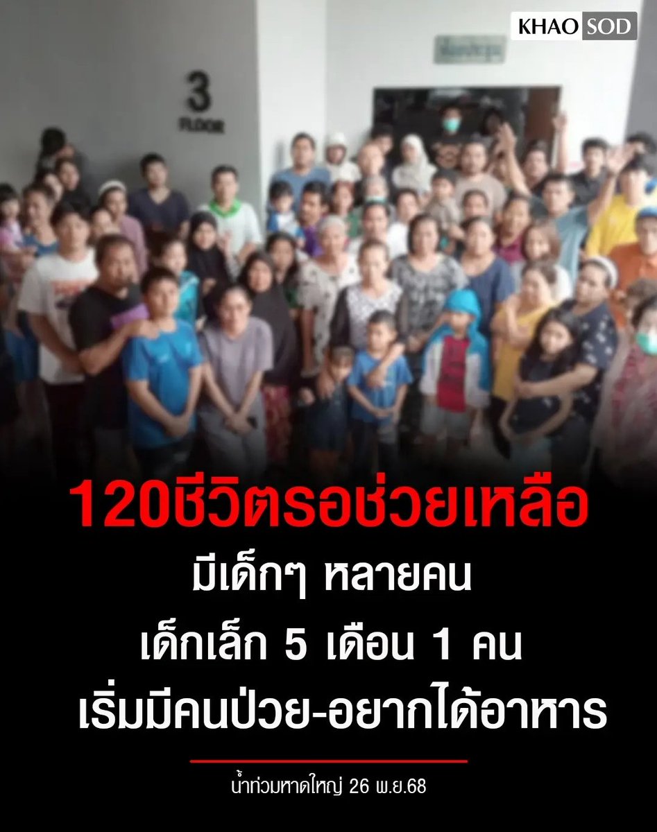 ทุกคนช่วยกันแชร์นะครับ !!!!!

สงสารน้องมาก มีเด็ก 120 คน ติดอยู่ที่ อาคารเอนกประสงค์บ้านคลองเตย มีคนป่วย ไม่มีอาหารกิน ขอให้ทุกคนปลอดภัยนะครับ 

#น้ําท่วมหาดใหญ่  #ฝนตกหนัก