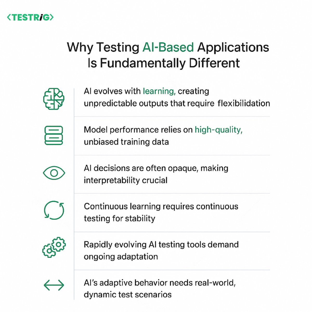 testrig_qa's tweet image. #AI apps don’t follow fixed rules—they learn, adapt, and evolve. 

Testing them means tackling unpredictability, ensuring data quality, and designing real-world scenarios that keep up with AI

-&amp;gt; testrigtechnologies.com/why-testing-ai…

#artificial_intelligence #artificialintelligencetutorial