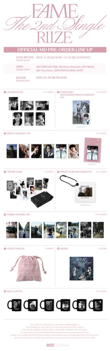 RIIZE_official's tweet image. RIIZE PHOTO EXHIBITION [Silence: Inside the Fame 고요와 파동]
OFFICIAL MERCHANDISE DETAILS

▶ Sales Dates &amp;amp; Times
Online Pre-Orders :
2025. 11. 28 (FRI) 15:00 ~ 2025. 12. 07 (SUN) 23:39 [KST]

#RIIZE #라이즈
#RISEandREALIZE
#Fame #RIIZE_Fame