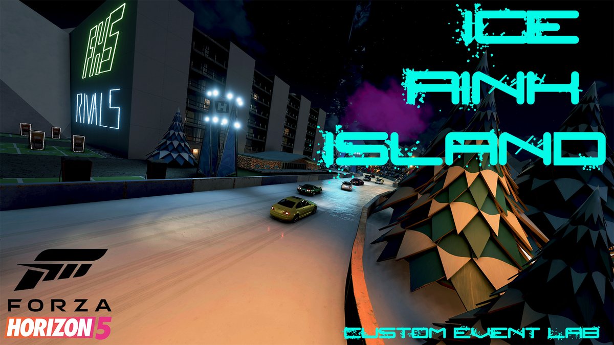 screen_central's tweet image. Ice Rink Island / TAMAORANGE Event Lab - FH5 Share Codes: 131 473 854  The ice is out, but did you remember ice tyres... FH5 Rivals/TamaOrange Ice Rink is open this season for car skating.  youtu.be/bh9PAL-pSo4  #Forza #ForzaHorizon5 #FH5 #EventLab #Game #Gaming