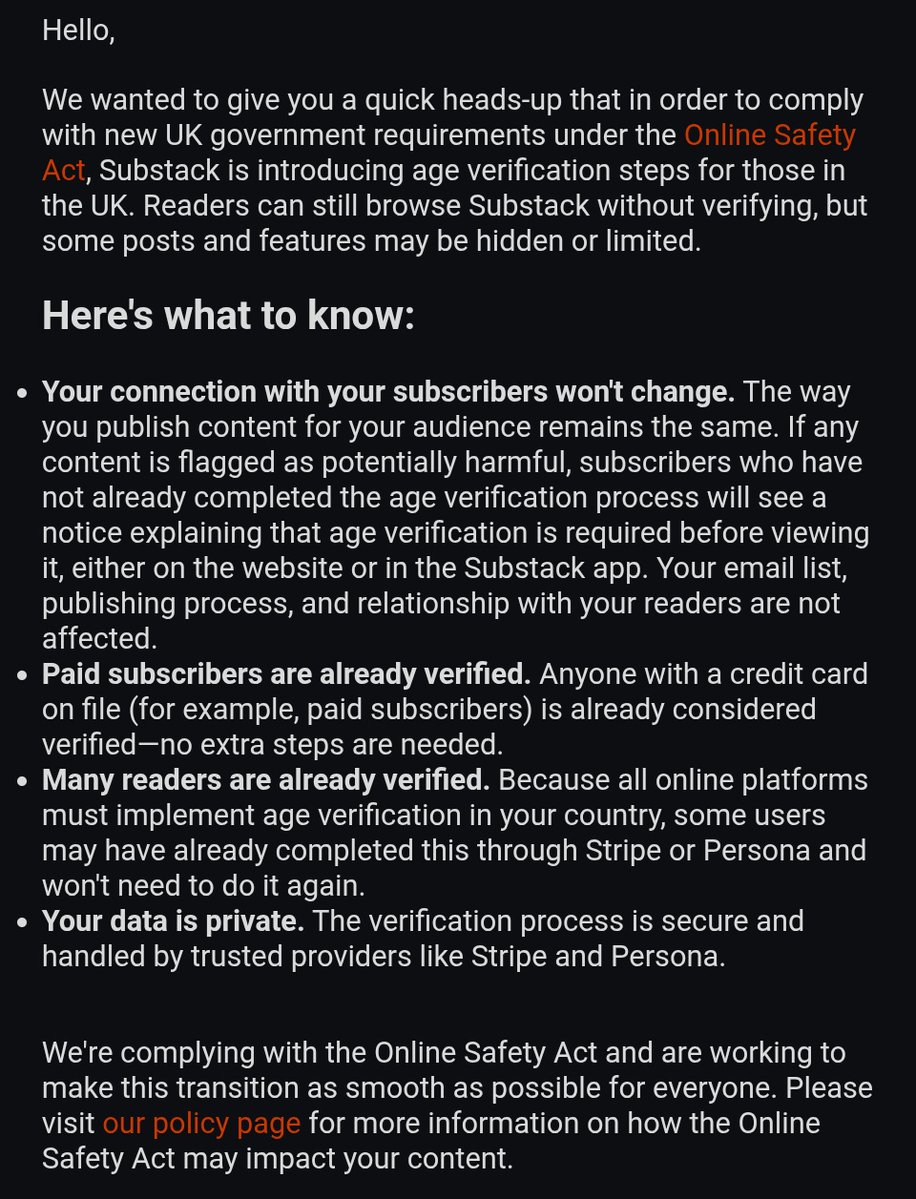 rationalaussie's tweet image. Substack rolling out age verification... Presumably it will be the same in Aus as the UK.

There is something undeniably insidious and authoritarian about Western governments calling themselves democracies and then censoring information, whilst gaslighting the population that…