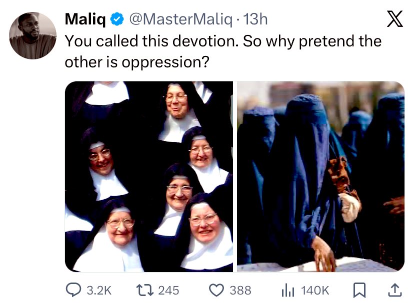 TwiterusMaximus's tweet image. #FreeWill

The #Catholic nun are using their *free will* to devote themselves FREELY to the one true God.

The people in the other picture have had their freewill removed from them and are FORCED by a diabolical ‘civilisation’ movement PRETENDING to be a religion.