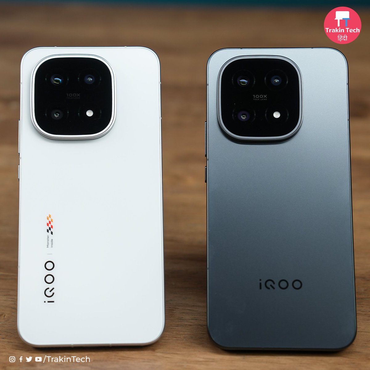 TrakinTech's tweet image. iQOO 15 Launched in India 🇮🇳

📱6.85&quot; 2K LTPO 144Hz AMOLED Display (M14 Panel)
💾Snapdragon 8 Elite Gen 5 (3nm) SoC
📸50MP (Main) + 50MP (3X Periscope) + 50MP (UW) Rear Cameras
🤳32MP Front Camera
🔋7000mAh Battery
⚡100W Wired + 40W Wireless Charging
⚙️ Android 16, Origin OS 6…