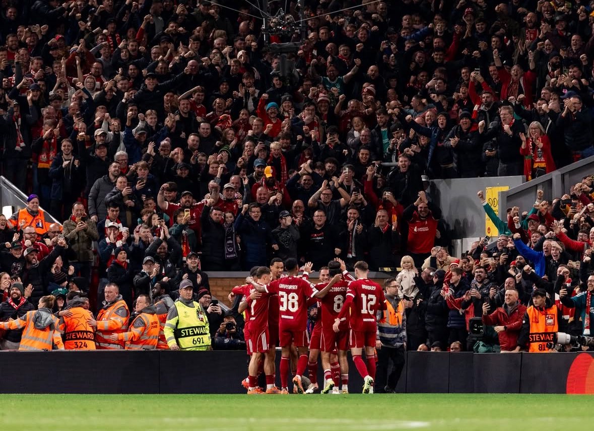 JamesWathland's tweet photo. Win today and we’re through to the knockouts.

The Premier League title is gone, unfortunately. But with these players, and with Anfield, I don't care. I still believe in #7 this year. 🇭🇺🏆

We have time to fix our issues. We have fantastic players, we’ll be back. #LFC https://t.co/fAiE8ANiD6