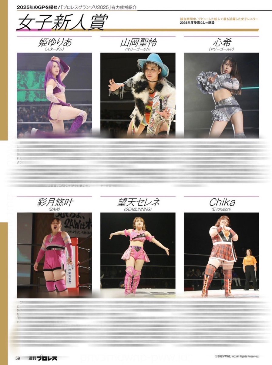 本日発売の週刊プロレスのプロレスグランプリ2025女子新人賞有力候補として、掲載させていただきました🌙✨
とても嬉しいです❤️‍🔥

おっと…その中に12.6 SEEDSTAGEで対戦する彩月悠叶選手がいる！！
これは尚更負けられないですね。
#SEAdLINNNG #週プロ