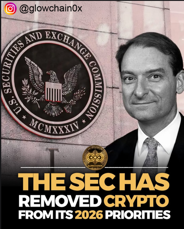 glowchain0x's tweet photo. A major regulatory shift is underway 📉⚖️
The SEC has officially removed crypto from its 2026 priority list, signaling a potential change in enforcement direction and regulatory focus.

#CryptoNews #SECPriority #RegulationUpdate #CryptoRegulation #BlockchainIndustry  #Glowchain0x https://t.co/JRAGHccLFt