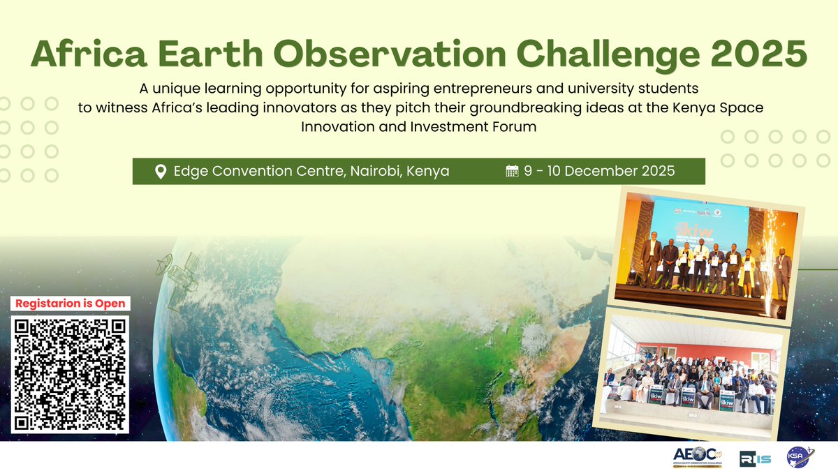 SpaceAgencyKE's tweet image. Only a few days left to enter the Africa Earth Observation Challenge, the largest space tech open innovation challenge and incubation programme in Africa.. The challenge seeks to drive entrepreneurial activity in the African space industry and promote awareness of the value of…