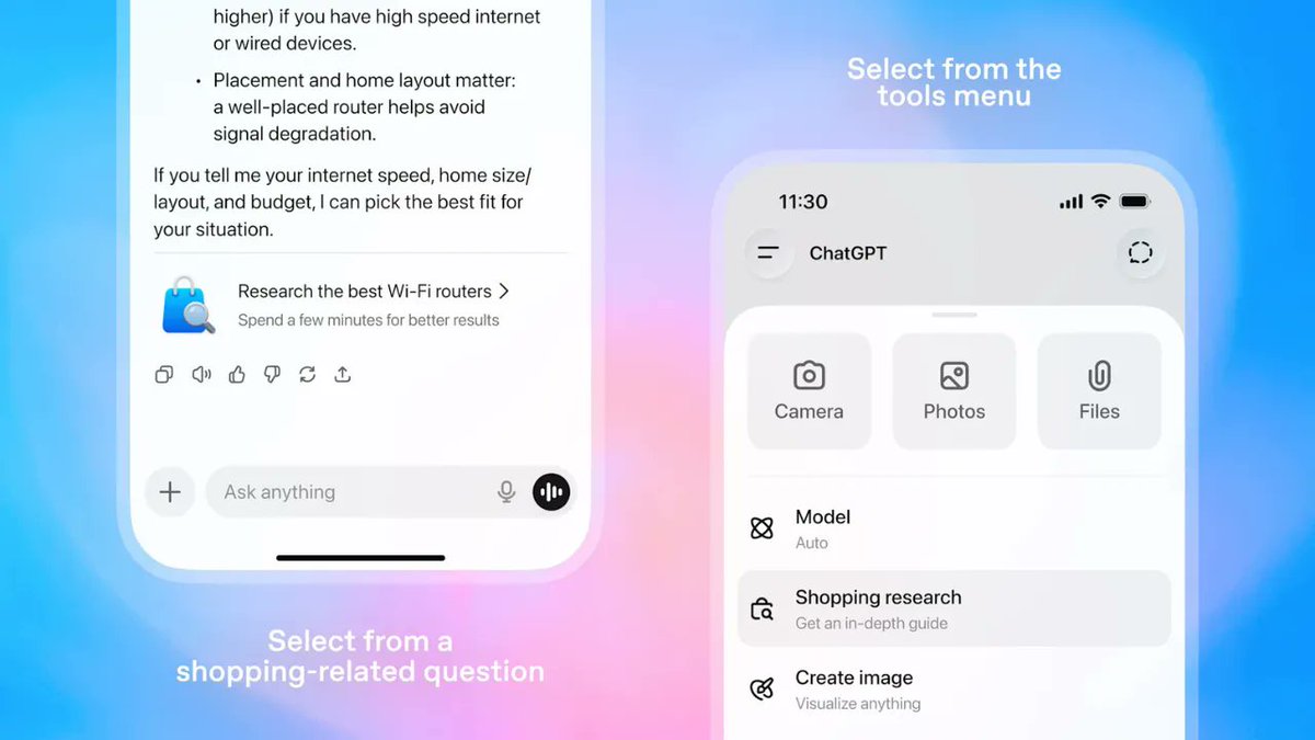 BestMediaInfo's tweet image. OpenAI rolls out shopping research tool in ChatGPT to support product discovery 

bestmediainfo.com/mediainfo/medi… 

#customerexperience #ChatGPT #shopping #OpenAI